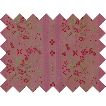 HEDVA ČESKÝ BROKÁT Vzorek brokátu 5x10cm 51037 PRUH FLÓRÁL červená | B