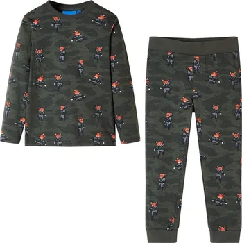 Chlapecké pyžamo vidaXL Dětské pyžamo s dlouhým rukávem khaki 92 [12684]