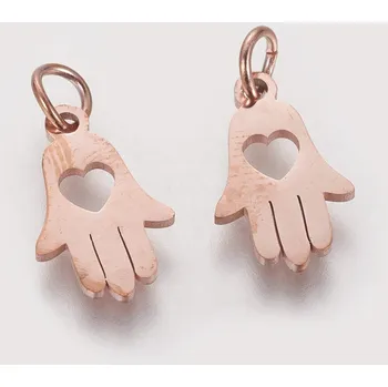 Dětské navlékací korálky Přívěšek Hamsa růžové zlato