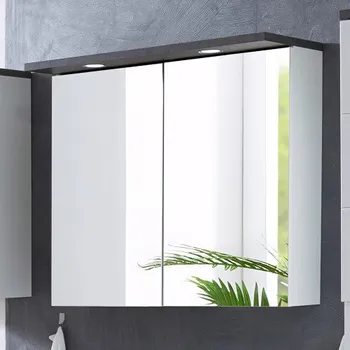 Koupelnový nábytek Závěsná skříňka PRAYA 2D se zrcadlem. Bílá/beton