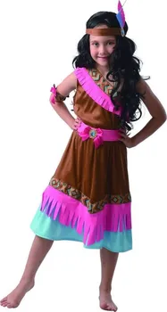 Karnevalový kostým MaDe Šaty na karneval Indiánka hnědé/růžové/modré