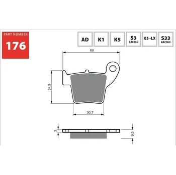 Brzda pro motocykl 176 K5 brzdové destičky GOLDFREN