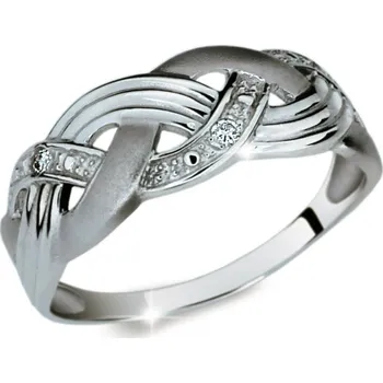 Prsten Dámský prsten bílé zlato 585/1000 přírodní diamant 0.036 ct G/SI DF1848 velikost 56