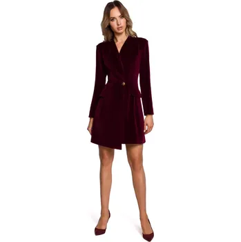 Dámské šaty Společenské sametové šaty MOE M562 bordó EU velikost: S