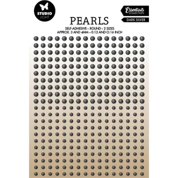 Studio Light Samolepicí perličky Studio Light, 336 ks - tm. stříbrné