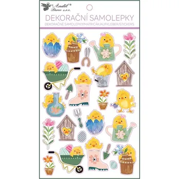 samolepka Samolepky kuřátka plastické s leskem 14,5 x 25 cm 6956