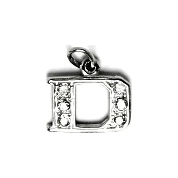 Přívěsek Stříbrný přívěsek písmeno D čiré zirkony - P1106 (Stříbrné písmenko D , abeceda)