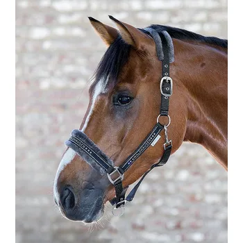 Ohlávka pro koně ELEGANT s beránkem černá černá - vel. pony