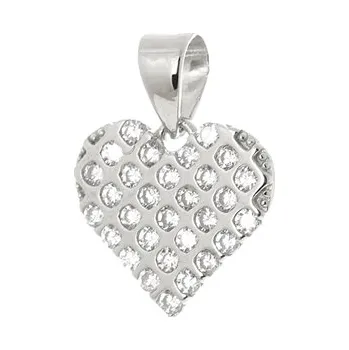 Přívěsek Stříbrný přívěšek srdce se zirkony 73728F