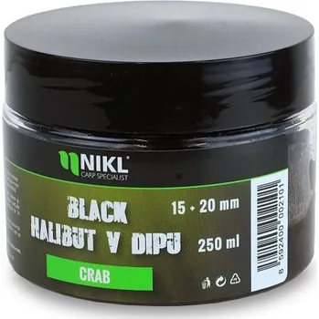 Boilies Karel Nikl Nikl Black halibut v dipu Crab 15+20mm, 250ml
