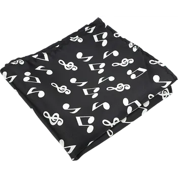 Látkový kapesník Kapesníček do saka černý - Noty a houslové klíče