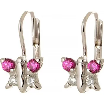 Náušnice Stříbrné dětské náušnice motýl STNAD091F