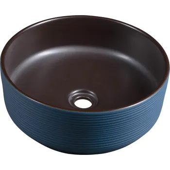 Sapho PRIORI keramické umyvadlo na desku, Ø 41 cm, modrá/hnědá