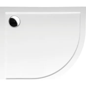 Polysan RENA L sprchová vanička z litého mramoru, čtvrtkruh 90x80cm, R550, levá, bílá