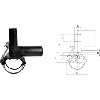 Kanalizační potrubí NAVRTÁVACÍ ODBOČKOVÝ T–KUS S PRODLOUŽENÝM HRDLEM - DAA 50 - 32