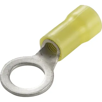 Kabelové oko TE Connectivity 160296 kulaté kabelové oko Průřez (max.)=6.60 mm² Ø otvoru=8.5 mm částečná izolace žlutá 1 ks