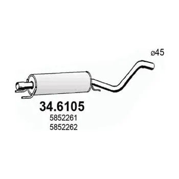 Zadní díl výfuku Střední díl výfuku ASSO 34.6105