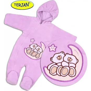 Kojenecká kombinéza TERJAN Zimní/podzimní kombinézka/overálek Medvídci - lila/fialková, vel. 74, Velikost koj. oblečení 74 (6-9m)