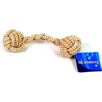 Hračka pro psa Béžový propletený uzel - 19 cm (Béžová propletená hračka s&nbsp;velkými uzly na obou stranách. Má délku 19 cm, čímž se hodí spíše pro menší pejsky.)