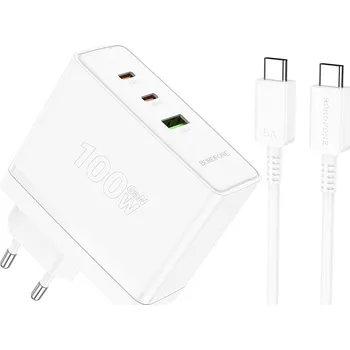 Rychlonabíječka Borofone BN11 včetně USB-C datového kabelu 100W bílá