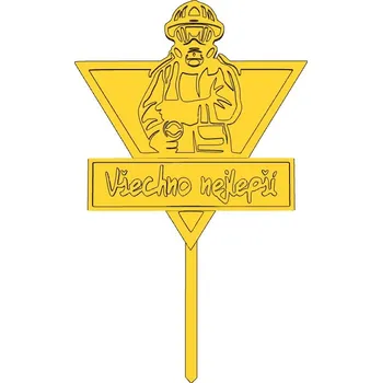 Hasič s přáním - plastový zápich - Červená