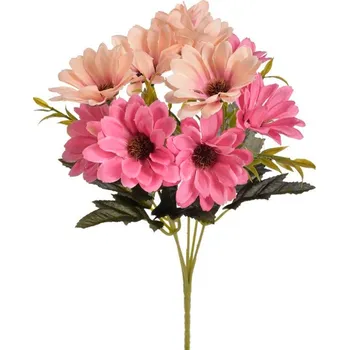 umělá květina Kytice chryzantémy - růžový a meruňkový mix 10 květů