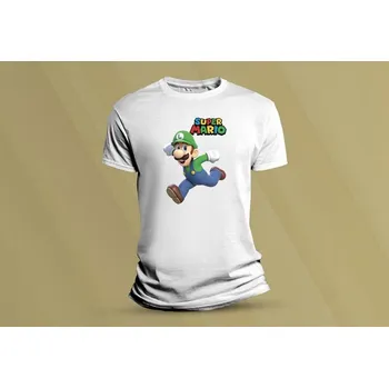 Chlapecké tričko Dětské bavlněné tričko Super Mario 4. Bílá velikost M