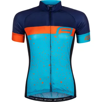 cyklistický dres Dres FORCE SPRAY LADY krátký rukáv, modro-oranžový Velikost: XXL