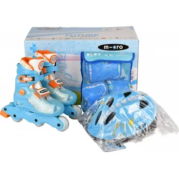 MICRO Future set Jednobarevné: Modrá, Velikosti: 23-26 set s chrániči a přilbou od vel. 23