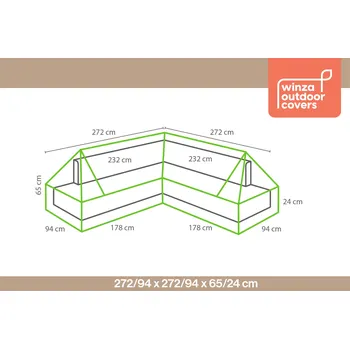 Zahradní pohovka Obal na sedací soupravu ve tvaru L 272x272x94x65/24cm Winza