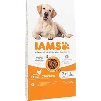 Krmivo pro psa 2x12kg IAMS for Vitality Dog Senior & Mature Large kuřecí - výhodné balení