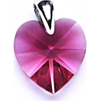 Přívěsek Stříbrný přívěsek srdce Swarovski fuchsie - P1302 (Stříbrný přívěsek Swarovski)