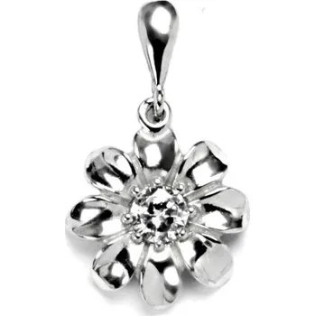 Šperk Stříbrný přívěsek květina čirý zirkon - P1389 (Stříbrná kytka se zirkonem)