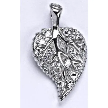 Přívěsek Stříbrný přívěsek list čiré zirkony - P1430 (Stříbrný lístek se zirkony)