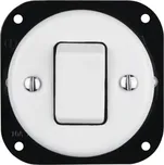 Porcelánový jednopáčkový vypínač velký, křížový, bez rámečku