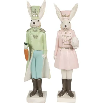 Dekorace zajíc v zelené uniformě a mrkví - 7*6*23 cm