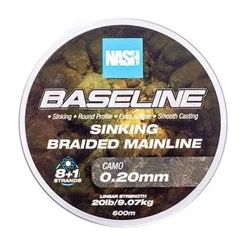 Nash Splétaná Šňůra Baseline Sinking Braid Camo 600 m - 0,20 mm 9,07 kg