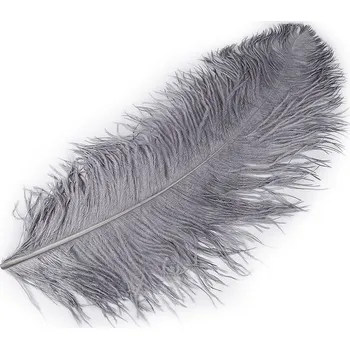 Pštrosí peří délka 60 cm - šedá
