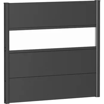 Markýza Zástěna na ochranu soukromí se sklem BIOHORT Barva.: Křemen šedá metalická, Výška plotu: 180, Šířka: 180