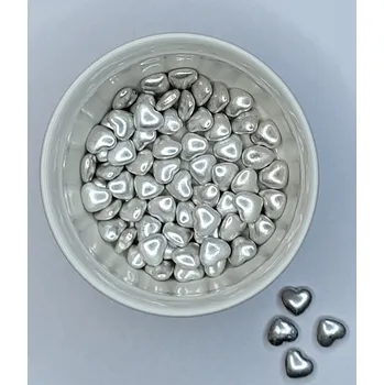 Jedlá dekorace na dort Lucie´s Sprinkles 3D Stříbrná srdíčka 1,2cm 55g: 55g