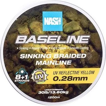 Nash Splétaná Šňůra Baseline Sinking Braid UV Yellow 1200 m - 0,28 mm 13,6 kg