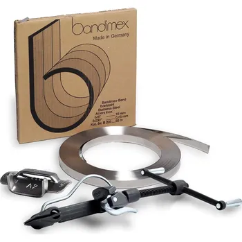 Obalový materiál BANDIMEX JUMBO Sada: Bandimex páska B431 25x1 mm 30m, Bandimex spony S441 25mm 25ks, Upínák US 60