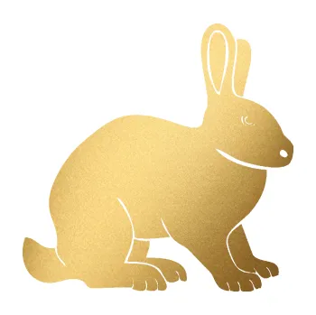 Samolepící dekorace Zajíc 001 pravá (43 - zlatá metalíza) SAMOLEPKA NA AUTO, NÁLEPKA, FÓLIE, POLEP, TUNING, VLASTNÍ TEXT, TISK, AUTOSAMOLEPKY.cz, POLEPY, OBRÁZEK, LOGO, 3D STICKERS