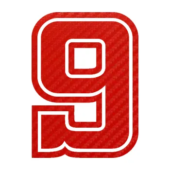 Polep vozidla Startovní číslo 9 typ 5 (53 - 3D karbon červený) SAMOLEPKA NA AUTO, NÁLEPKA, FÓLIE, POLEP, TUNING, VLASTNÍ TEXT, TISK, AUTOSAMOLEPKY.cz, POLEPY, OBRÁZEK, LOGO, 3D STICKERS