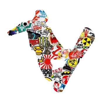 Samolepicí dekorace na vozidlo Snowboard 020 levá (83 - Sticker bomb) SAMOLEPKA NA AUTO, NÁLEPKA, FÓLIE, POLEP, TUNING, VLASTNÍ TEXT, TISK, AUTOSAMOLEPKY.cz, POLEPY, OBRÁZEK, LOGO, 3D STICKERS