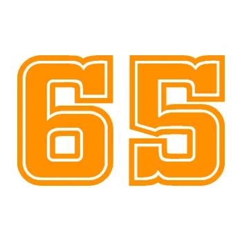 Polep vozidla Startovní číslo 65 typ 5 (06 - oranžová) SAMOLEPKA NA AUTO, NÁLEPKA, FÓLIE, POLEP, TUNING, VLASTNÍ TEXT, TISK, AUTOSAMOLEPKY.cz, POLEPY, OBRÁZEK, LOGO, 3D STICKERS