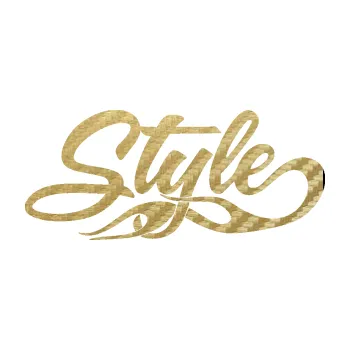 Polep vozidla SAMOLEPKA Style nápis s plameny (59 - 3D karbon zlatý) NA AUTO, NÁLEPKA, FÓLIE, POLEP, TUNING, VLASTNÍ TEXT, TISK, AUTOSAMOLEPKY.cz, POLEPY, OBRÁZEK, LOGO, SAMOLEPKY