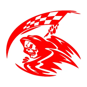 Samolepicí dekorace na vozidlo Smrtka 004 levá kosa šachovnice (74 - Fluorescentní červená) SAMOLEPKA NA AUTO, NÁLEPKA, FÓLIE, POLEP, TUNING, VLASTNÍ TEXT, TISK, AUTOSAMOLEPKY.cz, POLEPY, OBRÁZEK, LOGO, 3D STICKERS