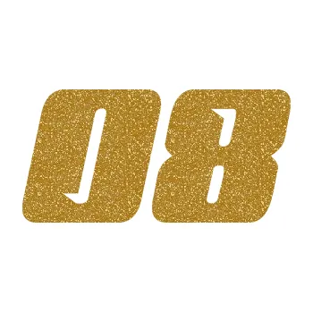 Polep vozidla Startovní číslo 08 typ 6 (92 - Ultra Metalic zlatá) SAMOLEPKA NA AUTO, NÁLEPKA, FÓLIE, POLEP, TUNING, VLASTNÍ TEXT, TISK, AUTOSAMOLEPKY.cz, POLEPY, OBRÁZEK, LOGO, 3D STICKERS