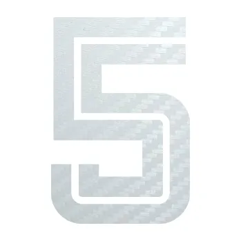 Polep vozidla SAMOLEPKA Startovní číslo 5 typ 7 (51 - 3D karbon bílý) NA AUTO, NÁLEPKA, FÓLIE, POLEP, TUNING, VLASTNÍ TEXT, TISK, AUTOSAMOLEPKY.cz, POLEPY, OBRÁZEK, LOGO, SAMOLEPKY